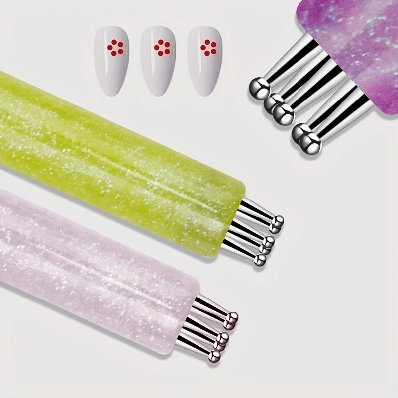 5-Petal Dotting Tool Flower Creator DIY Nail Art 1.8mm Fine Tip Rhinestone Pickers Glitter Handle Manicure Nail Tools Brushes