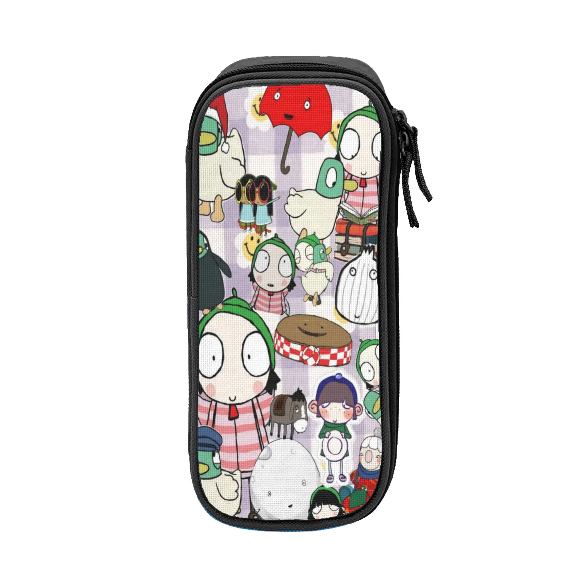 caixa-de-canetas-sarah-and-duck-camada-dupla-grande-capacidade-material-escolar-para-criancas-presente