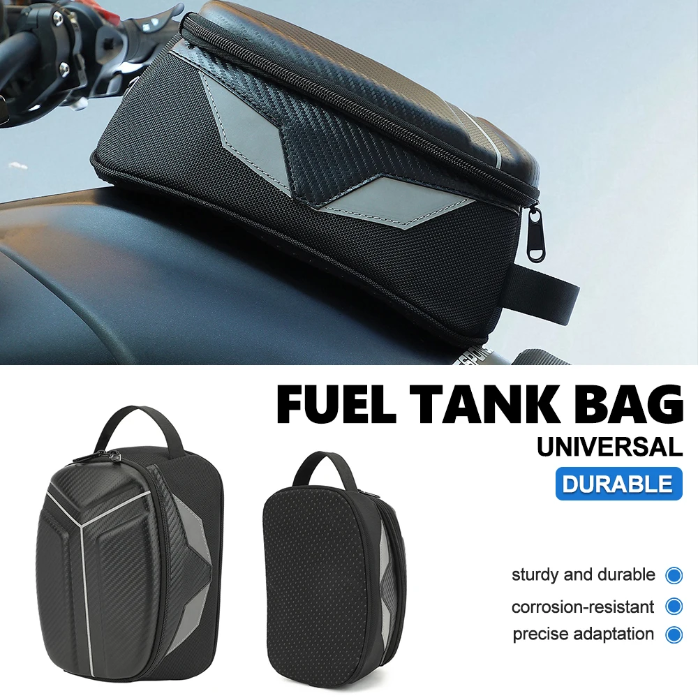 Motorcycle Tank Bag Wear‑Resistant Spliced Fabric Firm Magnetic Adsorption Daily Riding Personal Item Storage Mod Parts