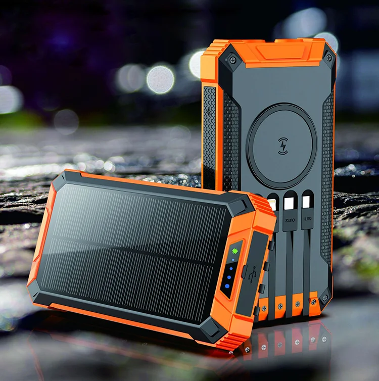 Best seller power bank solar waterproof 20000mah type c port folding solar power bank with wireless charging 30000 mah