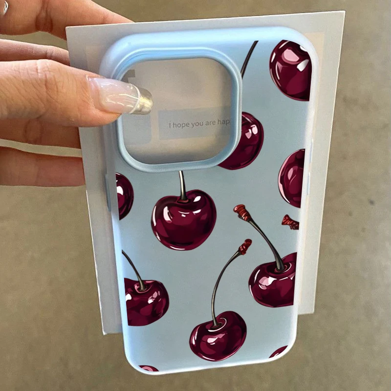 Custodia per telefono Red Cherry Jelly per Samsung Galaxy S25 S24 S23 S22 Ultra Plus FE A36 A35 A54 A16 A56 A17 A07 5G Cover rigida solida