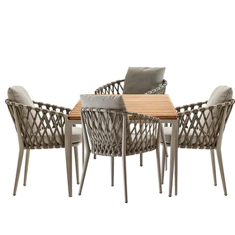 

Outdoor courtyard table and chair furniture balcony rattan chair villa courtyard dining table garden rattan table and chair