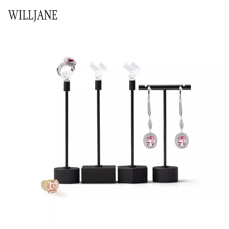 Black Metal Earrings T-Bar Stand Necklace Chains Ring Jewelry Hanging Holder Organizer Watch Counter Display Stand for Selling