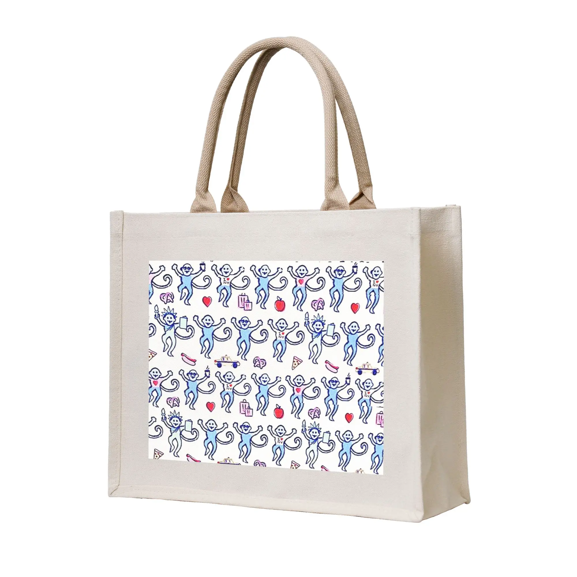 

Сумка-шоппер Preppy Roller Monkeys Rabbit 5 из холщовой ткани, многоразовая, для женщин, на плечо, дорожная сумка