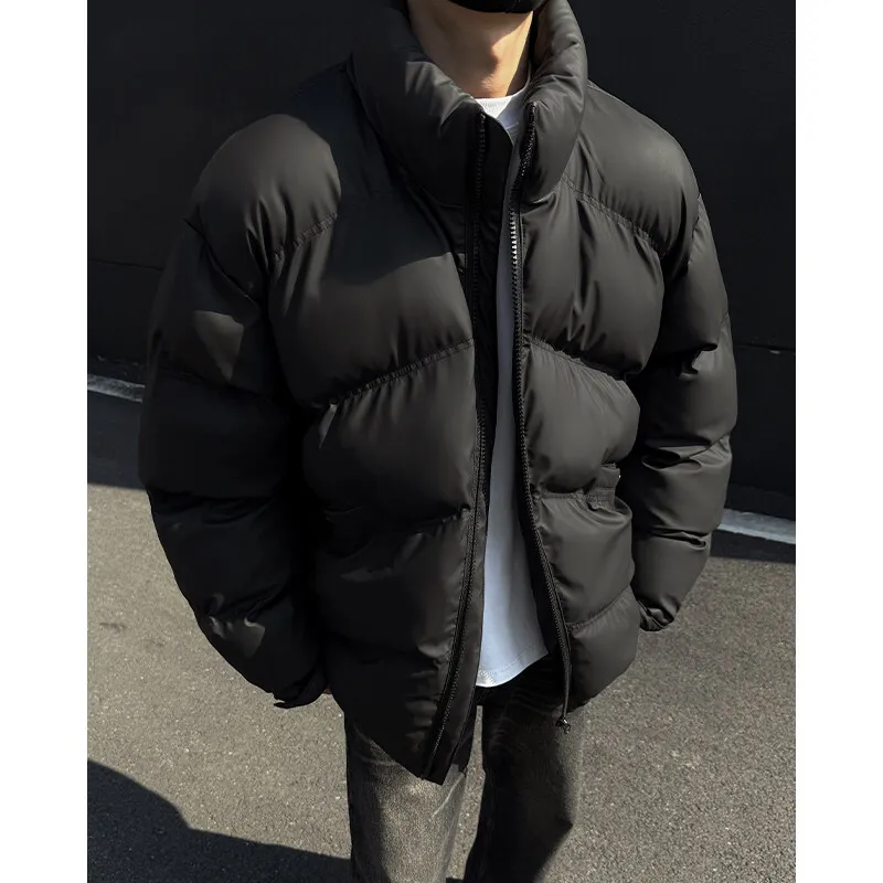 

M-XXXXXL Мужская молодежная модная куртка-пуховик больших размеров из искусственной кожи с воротником-стойкой, повседневная уличная одежда, зимняя одежда, топы