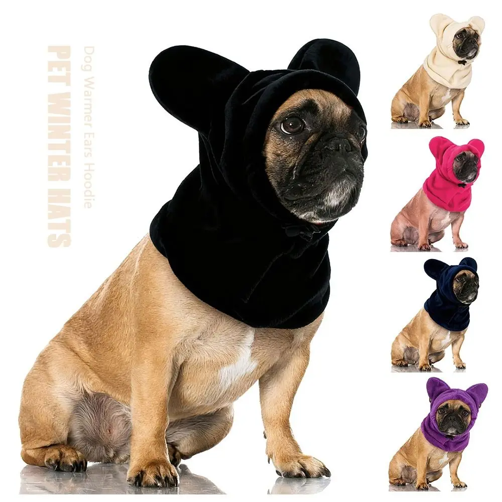 Gorro de Forro Polar Suave para Perro, Diseño Ajustable, Material Cálido, Sudadera con Capucha para Calentar las Orejas del Perro, Color Sólido, Protección para las Orejas, Snood para Perro