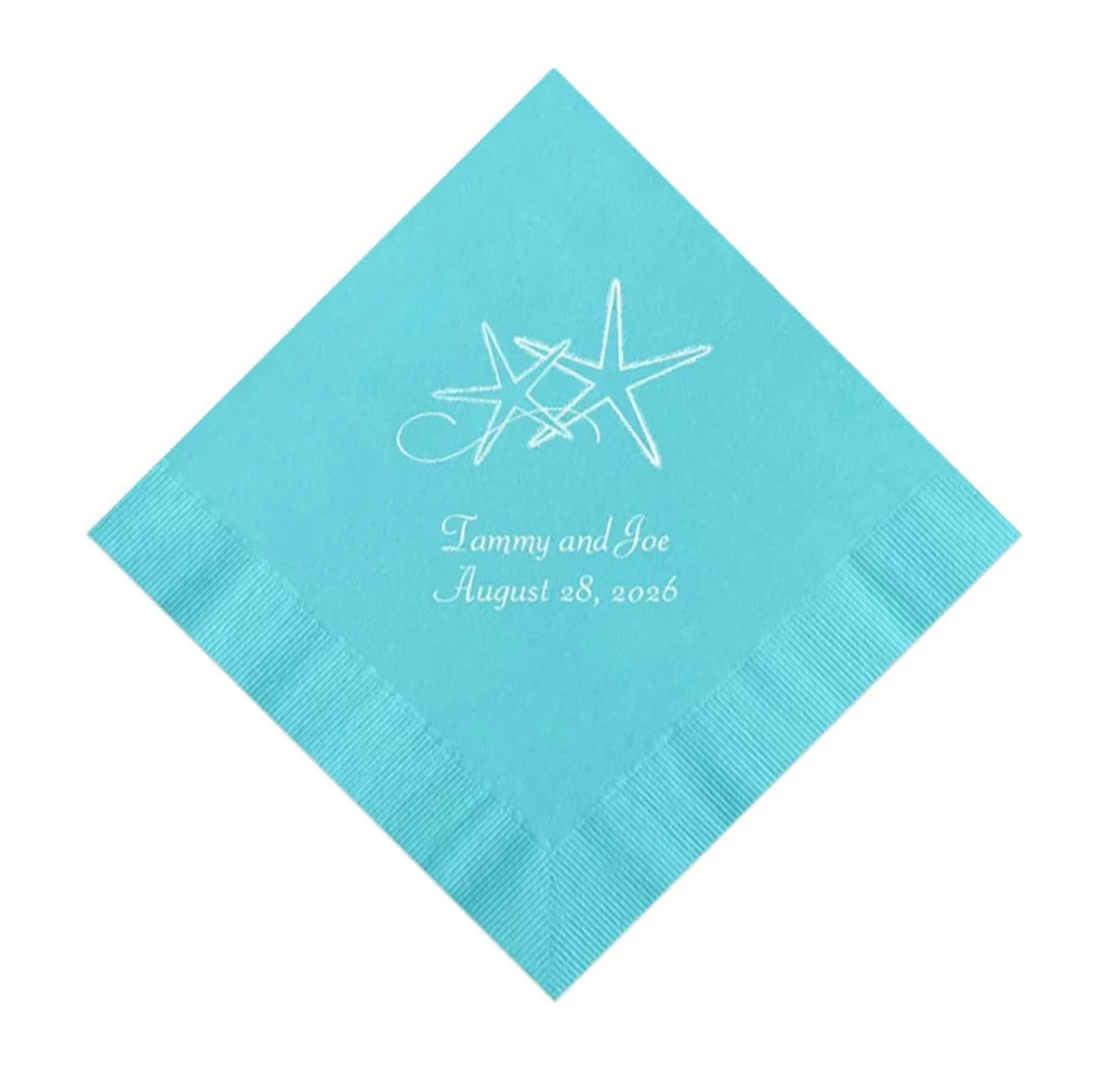 Starfish Wedding Napkins Personalized Set of 100 Beach Theme