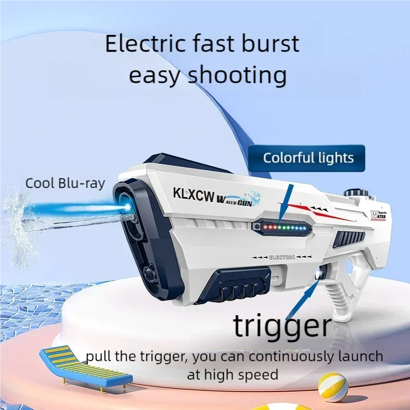 Grote Capaciteit Automatisch Waterpistool Speelgoed Met Led Elektrische Hogedruk Blaster Waterpistool Zwembad Bad Buiten Speelgoed Voor Volwassen Jongen