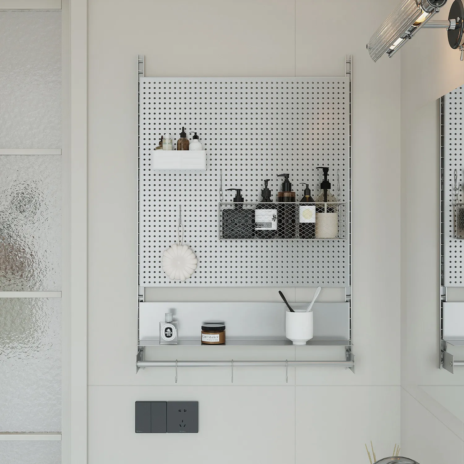 Hxl bathroom stainless steel partition shelf wall-mounted vanity organizer