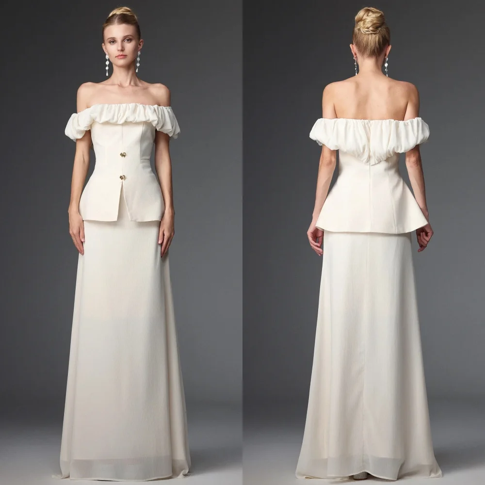 

Customized High Quality Formal Jersey Rhinestone Ruched Straight Off-the-shoulder Long Dresses Bespoke Occasion Dresses Fashion