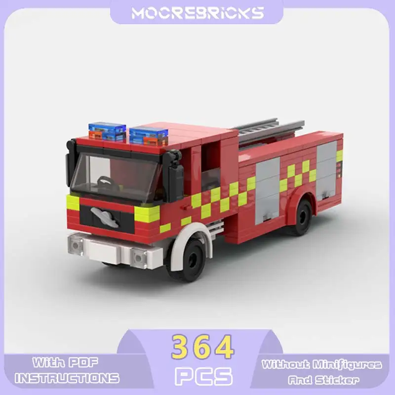MOC British Fire Engine Building Blocks Set Urban Emergency Rescue Vehicle Model High Detail Bricks Toy Gift For Adults