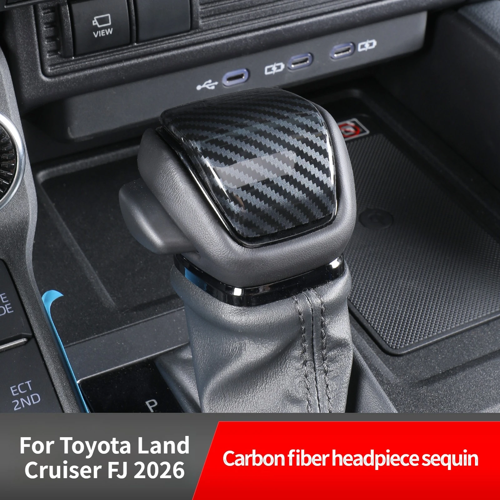 For Toyota Land Cruiser FJ 2026 Car All-inclusive Gear Handle Protective Cover ABS Carbon Fiber Gear Head Cover Interior Trim