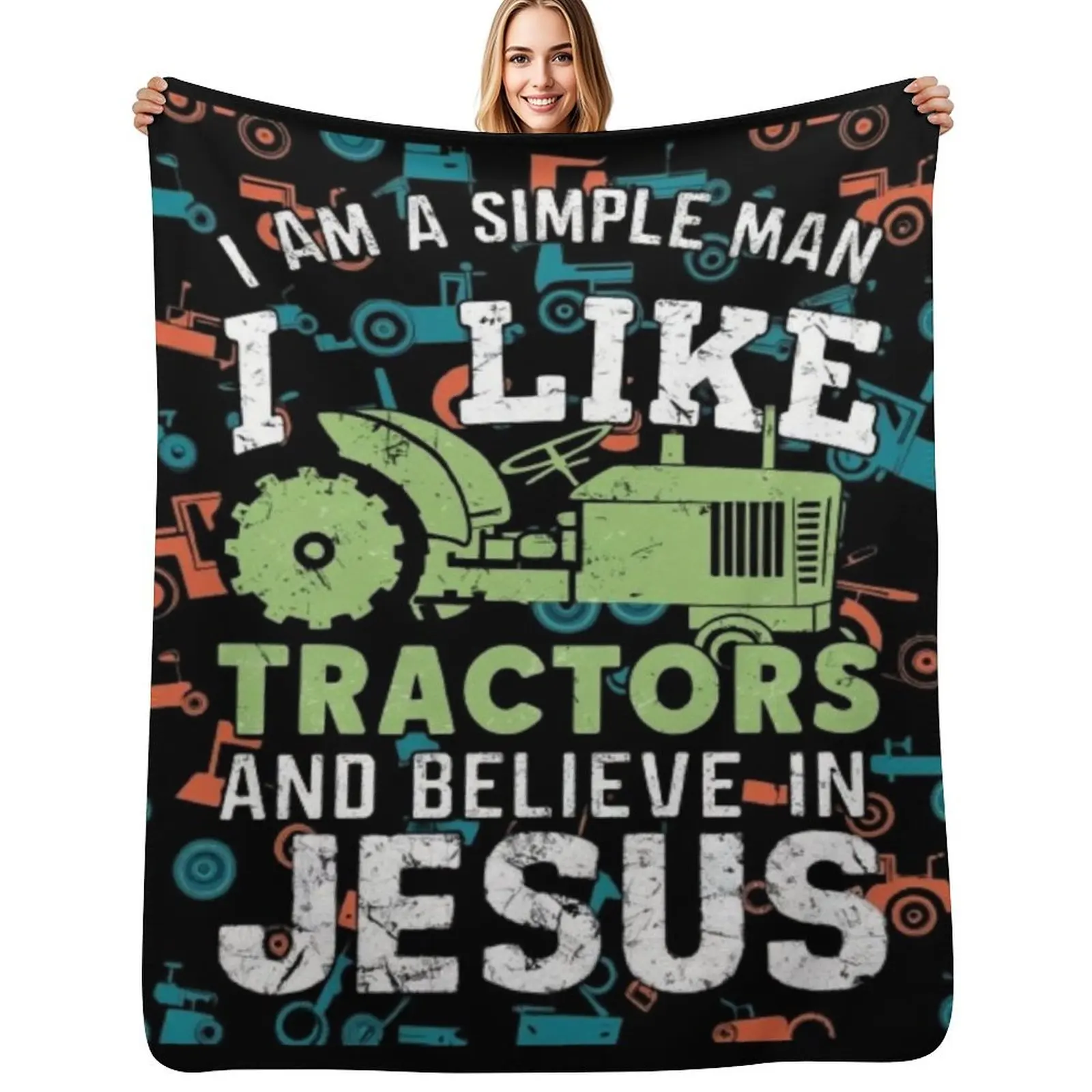 I LIKE TRACTORS JESUS CHRISTIAN FARMER. FARMERS Throw Blanket Cute Single Hairys For Decorative Sofa for babies Blankets