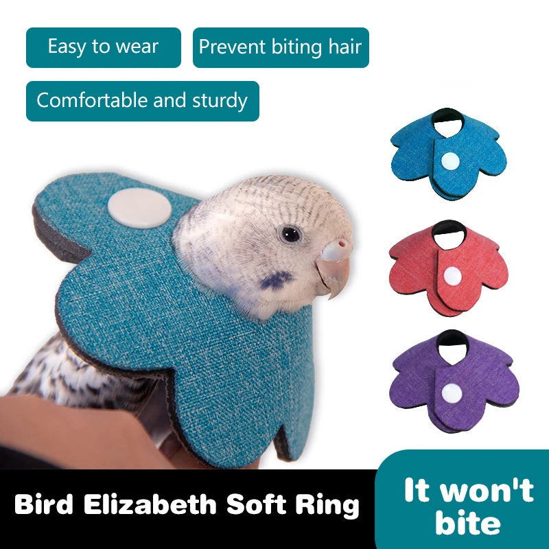 

Soft Bird Collars Breathable For Plucking Anti Bite Cockatiel Parrot Bird Elizabethan Collar Comfortable Protective Cone Collar