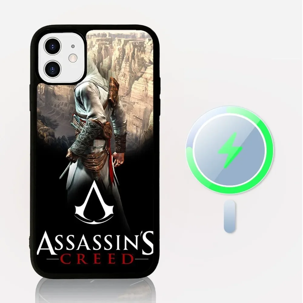 حافظة هاتف Assassins Creed لهاتف آيفون 16 14 13 12 11 15 Pro Max لغطاء شحن لاسلكي مغناطيسي Magsafe