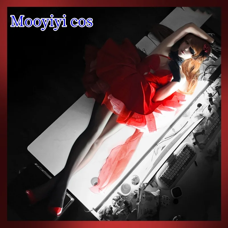 حديثا Ayanami Rei تأثيري حلي هالوين عيد الميلاد لعب الأدوار حفلة معرض هزلي مثير أنيمي فستان S-XL فستان أحمر