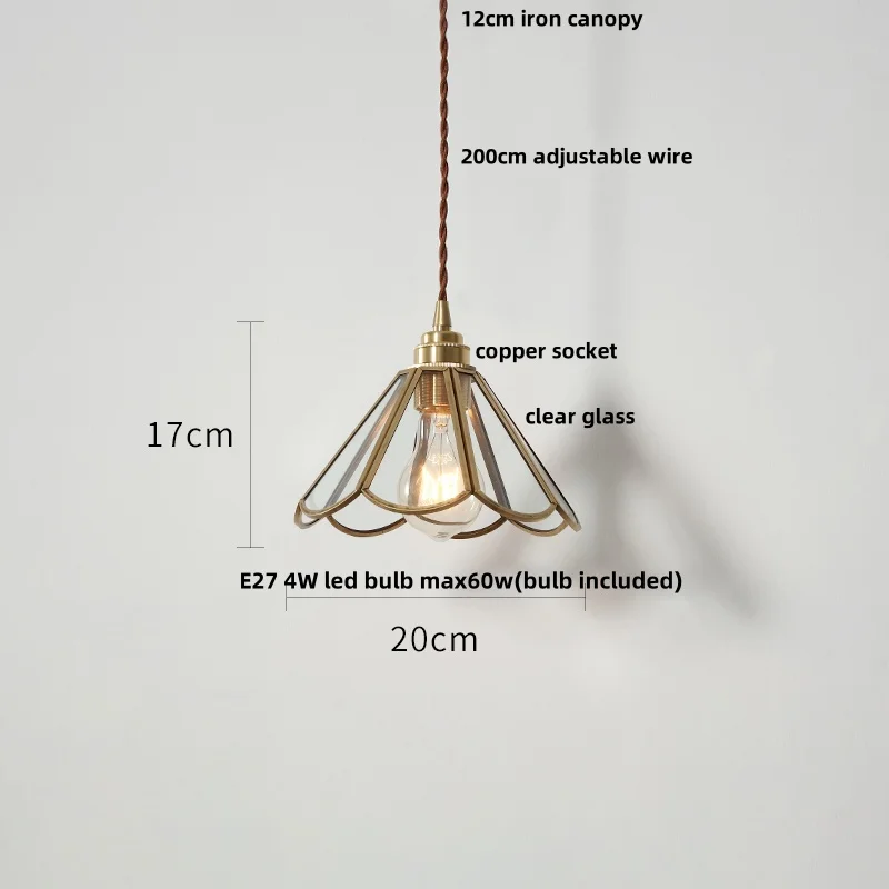 IWHD تيفاني نمط قلادة LED تركيب المصابيح غرفة الطعام مطعم الشرفة النحاس المقبس واضح الزجاج ديكور المنزل شنق مصباح لامبارا #2