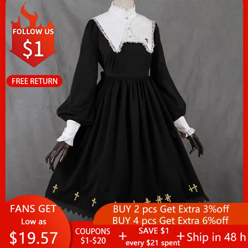 Lolita Style Women Dress Goth Medieval Retro Lace Lantern Sleeve Gothic Dresses Oversized Gothic Big Swing A-line Vestidos 2024