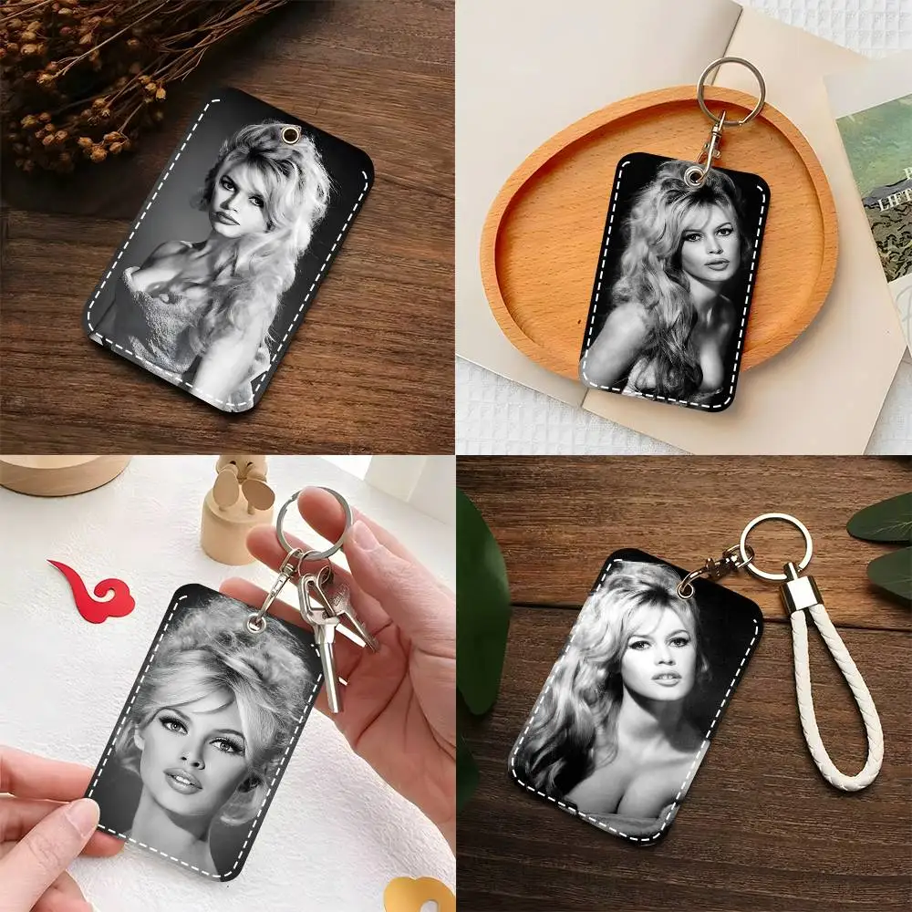 

1 шт. Кожаный брелок-картхолдер для карт доступа с изображением поп-певицы Брижит Бардо
