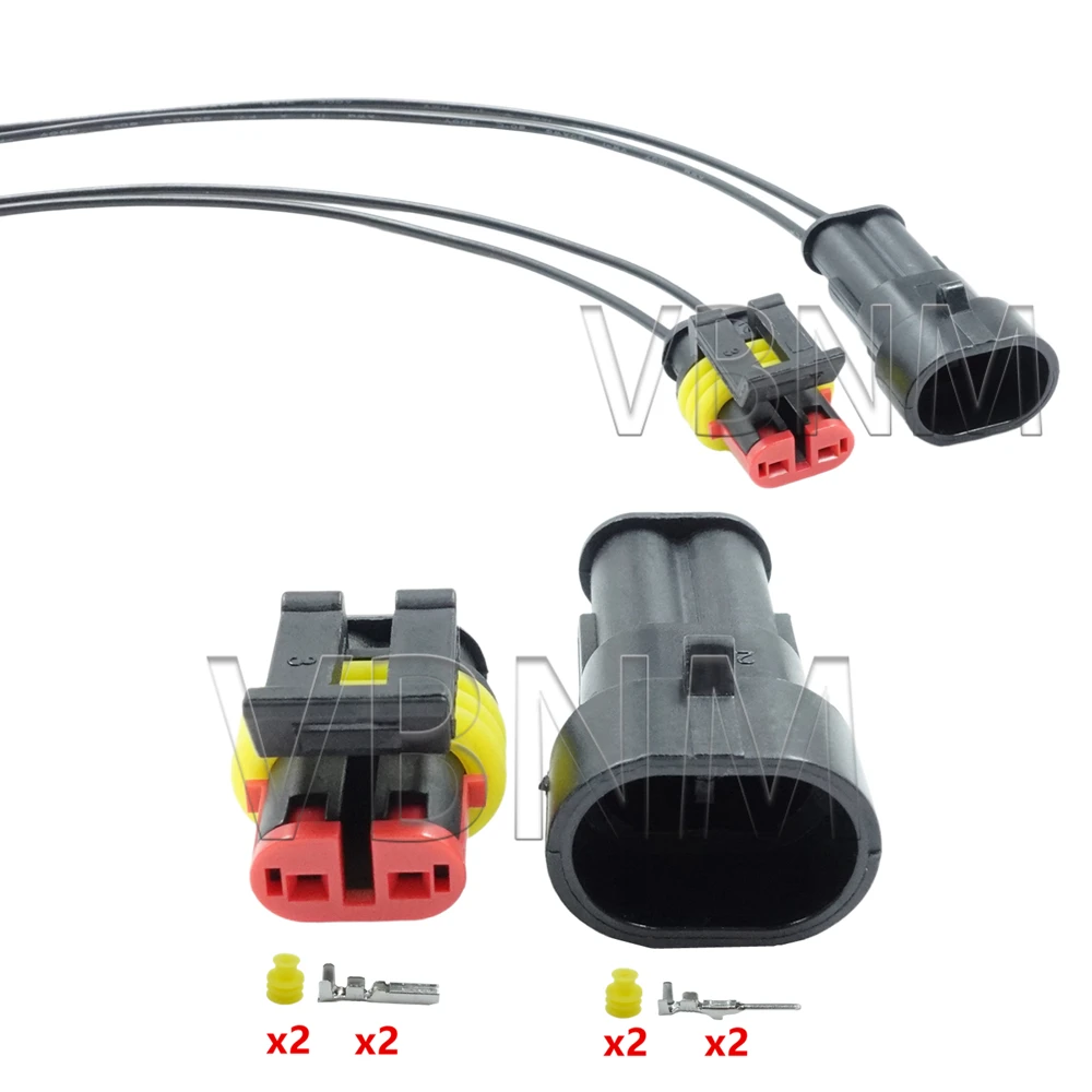 2 Pin 282104-1 282080-1 Female Male AMP Tyco SuperSealed Waterproof Electrical Automotive Connector Plug For Car