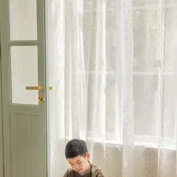 訂製尺寸彩虹圓點白色薄紗窗簾,適用於兒童房客廳,田園風格薄紗窗簾,適用於臥室窗簾/百葉窗 10 最佳銷售 兒童房窗簾 - №7