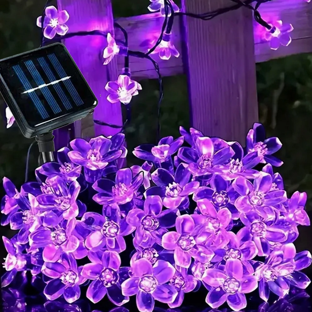 أضواء سلسلة زهرة الشمسية في الهواء الطلق مقاوم للماء الجنية إكليل الزهور لحديقة عيد الميلاد الديكور