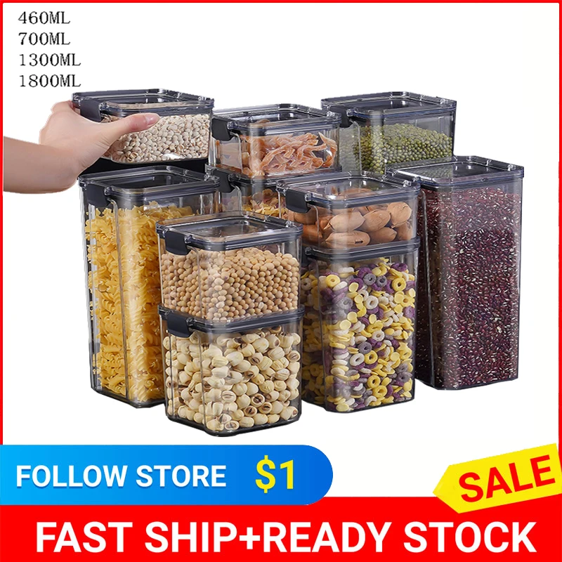 

Food Storage Container Refrigerator Noodle Box Granary Transparent Sealed Can With Lid Storage Bottle Kitchen Snack Storage Box