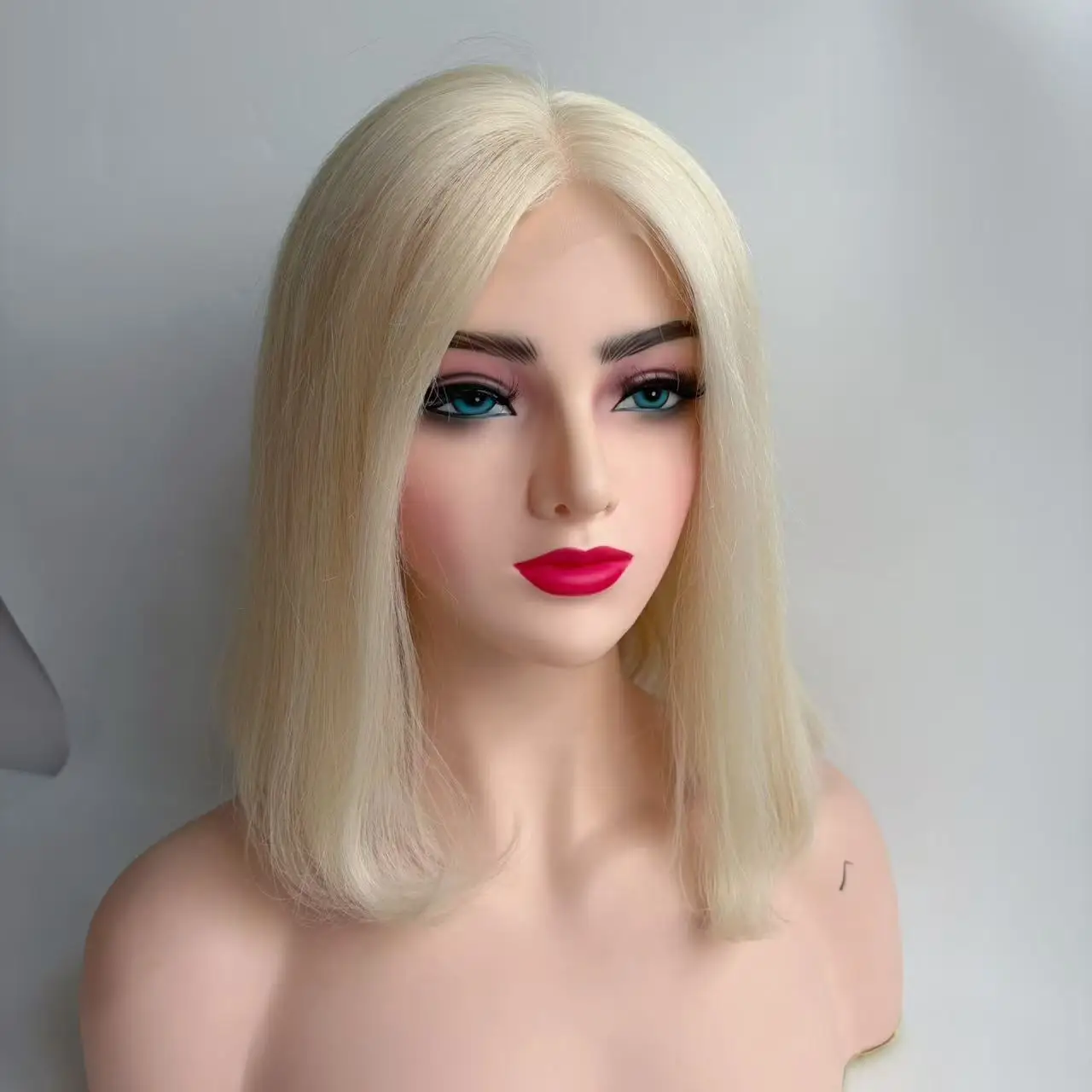 HD Swiss Lace Wig BOB Glatt 200% Dichte 100% Europäisches Echthaar Perücken Täglicher Natürlicher Look Haarperücke für Frauen