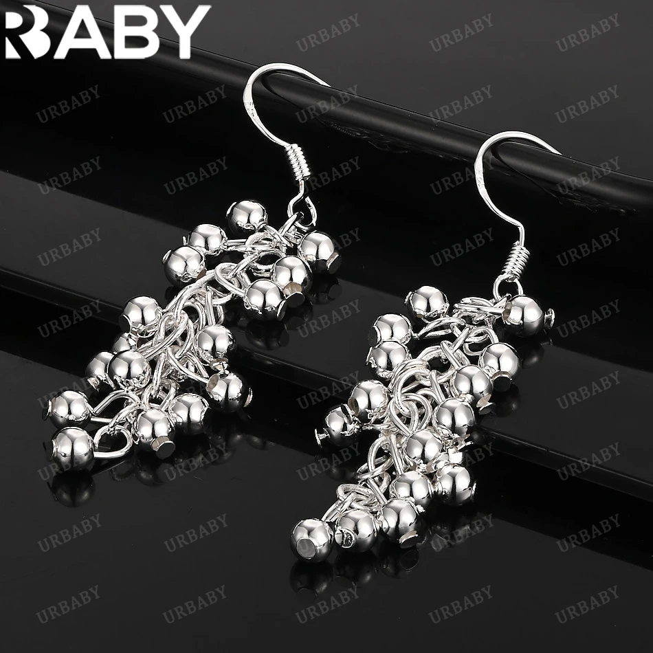 

URBABY 925 Sterling Silver Smooth Grape Beads Drop Earrings For Women Jewelry Fashion Party And Daily Wear