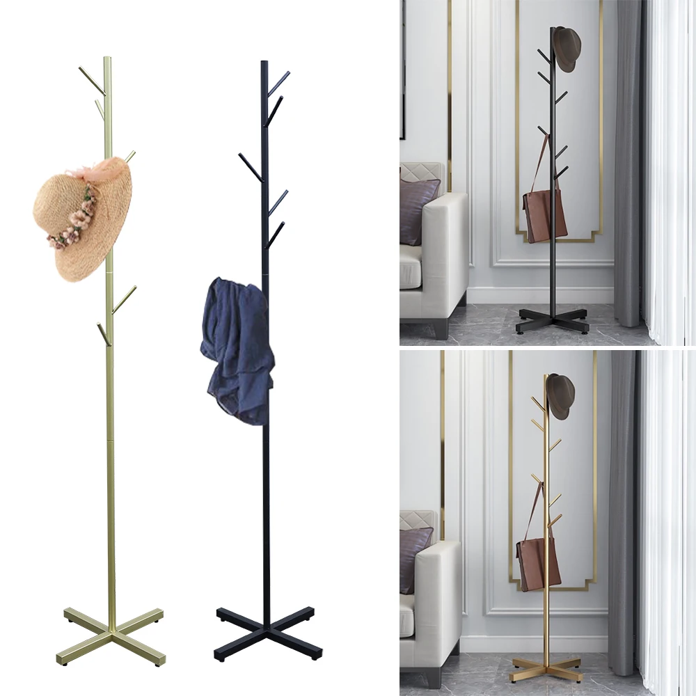 

Modern Metal Rack Free Standing 7 Hooks Hall Tree In Corner Gold Hat Hanger & Coat Racks Stand Entryway Organizer