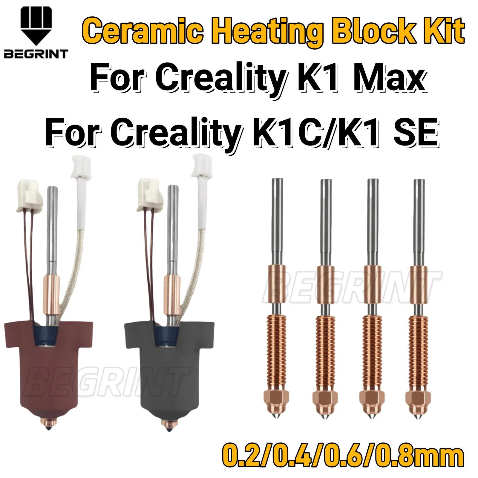 

320 ℃ Высокотемпературный керамический хотэнд-комплект с защитой от заедания для Creality K1/K1C/K1 Max, быстросменное сопло, высокопоточные детали для 3D-принтеров