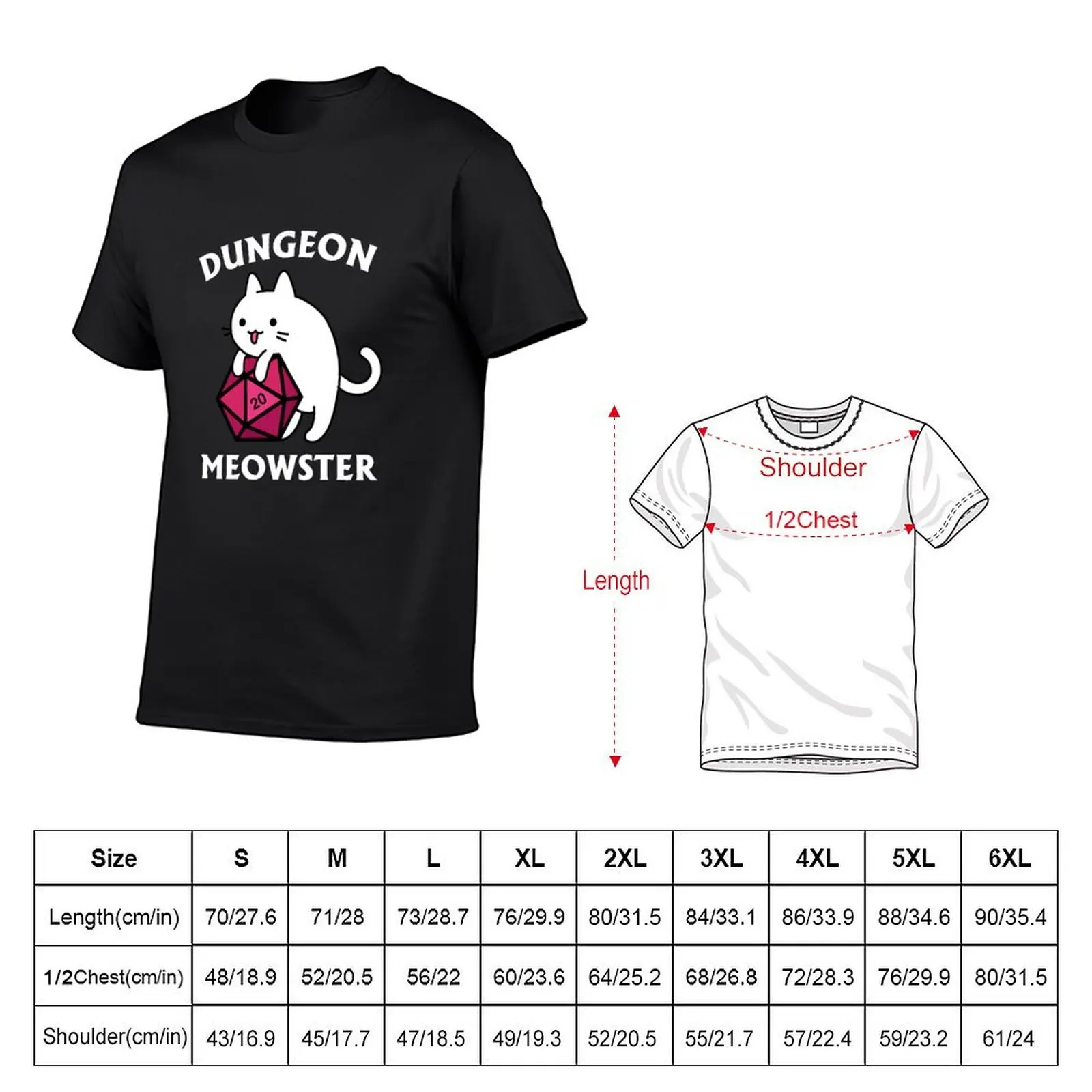 Dungeon Meowster - DnD Dungeon Master Cat with D20 T-Shirt boys animal print shirts graphic tee mens vintage t shirts