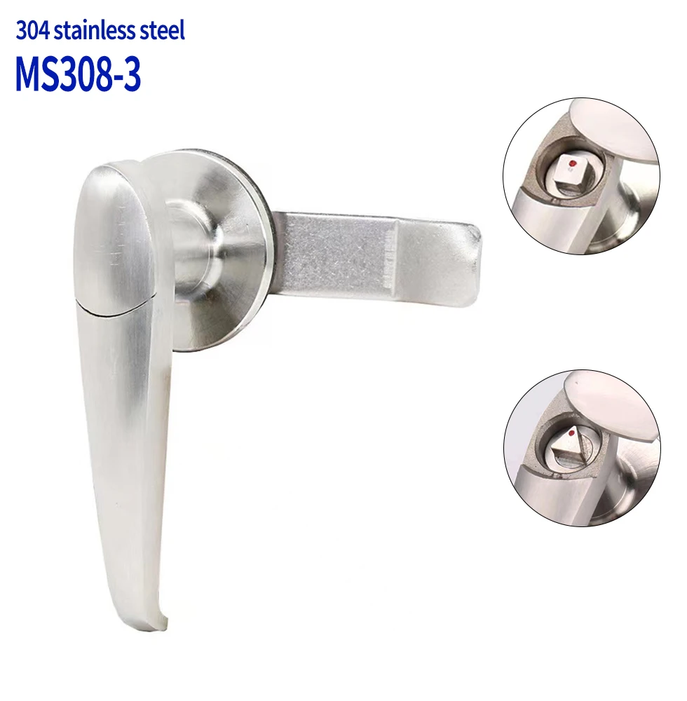High-quality New 1set MS308-3 Key lock distribution cabinet lock 304 stainless steel 22mm outdoor handle lock