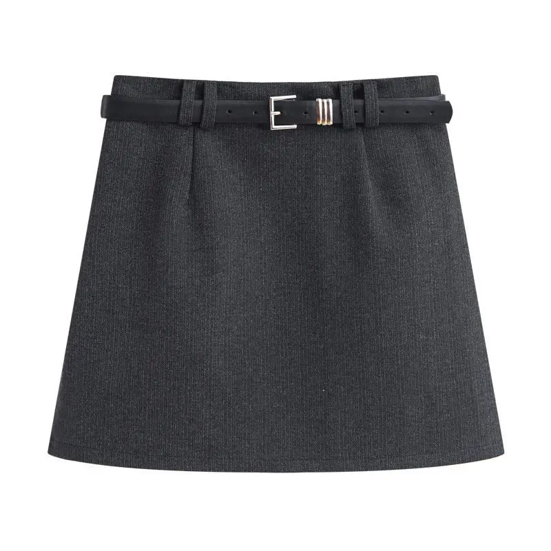 High End Fashion French Office Lady Knitted Short Skirt Y2k Simple With Belt Autumn Winter Women Jupe Harajuku Korean Punk Skirt
