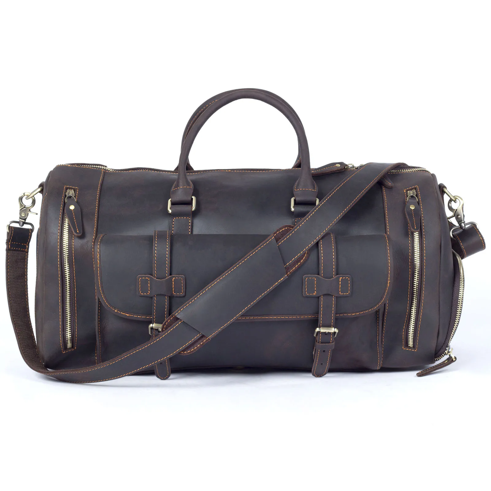 S.WORKER Echtleder-Reisetasche Klassische Vintage Vollnarbenleder-Reisetasche Wochenendtasche Sporttasche Handtasche – Detail 19