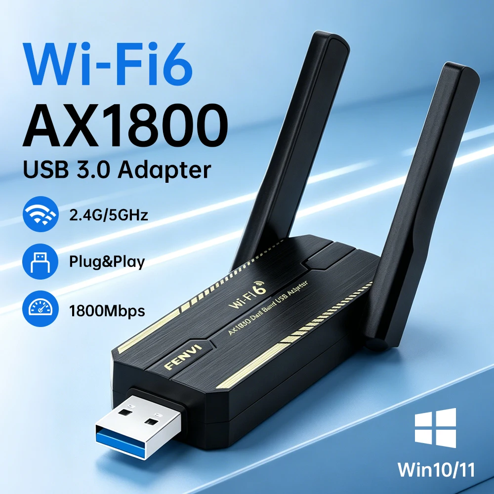 FENVI WIFI6 AX1800 USB Adapter Dual Band 2.4G/5G USB 3.0 Dongle Network Card Wireless Adapter Receiver MU-MIMO Driver Free