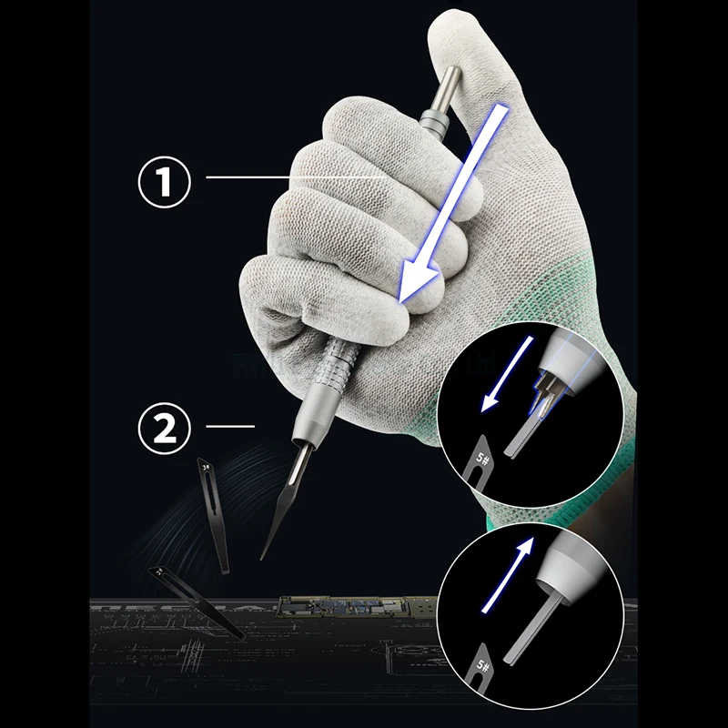 ชุดเครื่องมือซ่อมเมนบอร์ดสำหรับกาว IC CPU เครื่องมือถอด KH-001ได้อย่างรวดเร็วใบมีดแบบถอดได้