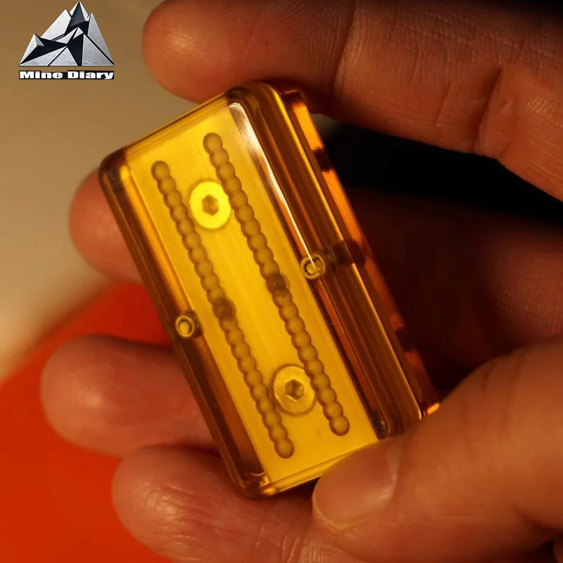 Ding Ding Push Slider PEI /Peek/S.S Decompression Toy Amber Double Track Mechanical Intensive EDC Office Toy Fingertip Gyro