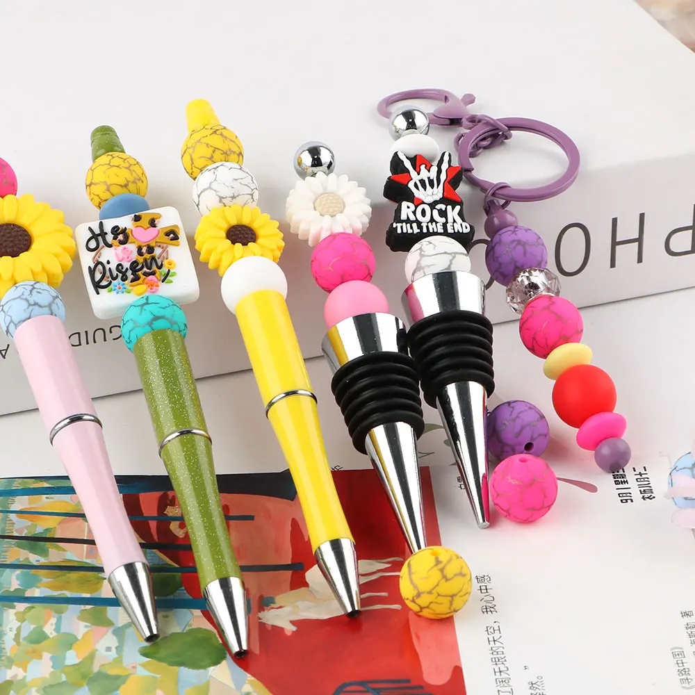 15MM Silicone Pattern Round Bead Spacer Beads for Jewelry Making DIY Handmade Keychain Necklace Bracelet Jewelry Accessories
