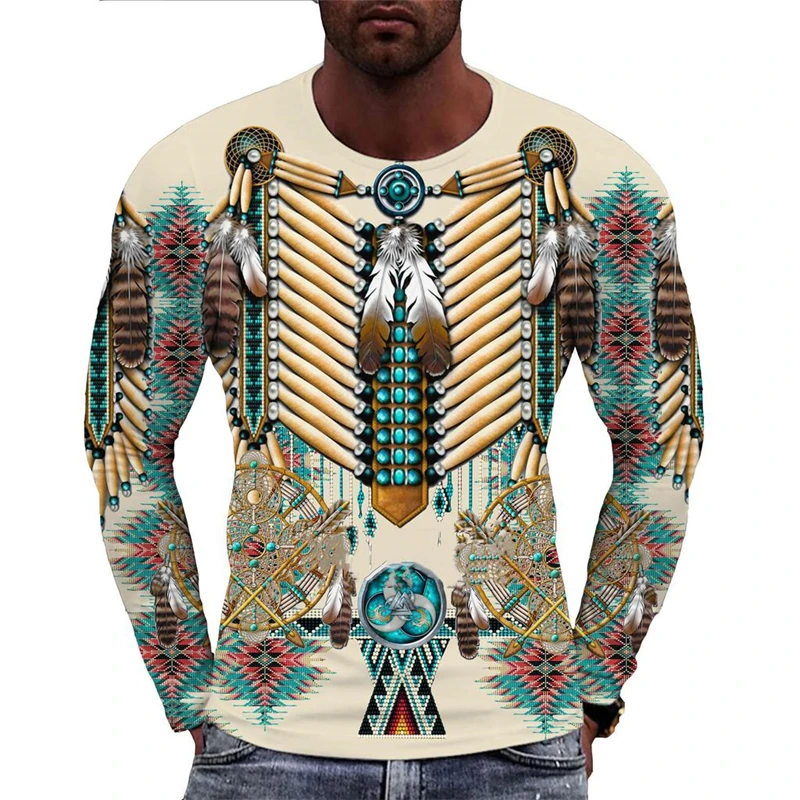 Vintage Indian Style 3D Print T-Shirts Men Woman Long Sleeve T Shirt Streetwear Harajuku Y2K Pullovers Tees Top Kids Clothing - view 4