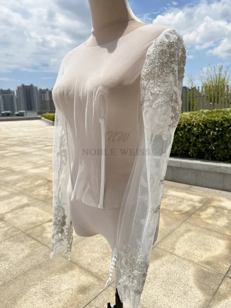 Giacca da sposa con applicazioni di perline di cristallo Avvolgente da sposa in pizzo Bolero Cappotto da sposa con paillettes taglie forti