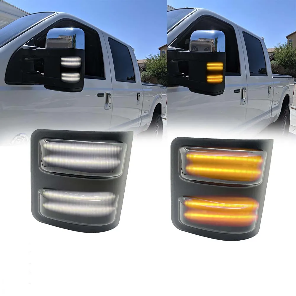 2PCS Smoked LED Side Mirror Light Fit For Ford F-250 F-350 F-450 F-550 Super Duty 2008-2016 LED Amber/White Car Accessories 12V