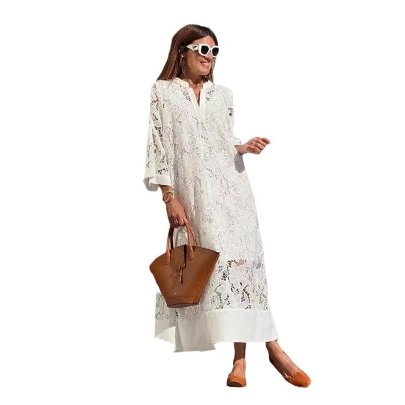 Summer White Dress For Woman 2025 Trendy Casual Beachwear Cover-ups Outfits New Boho Hippie Chic Long Maxi Dresses Elegant Party