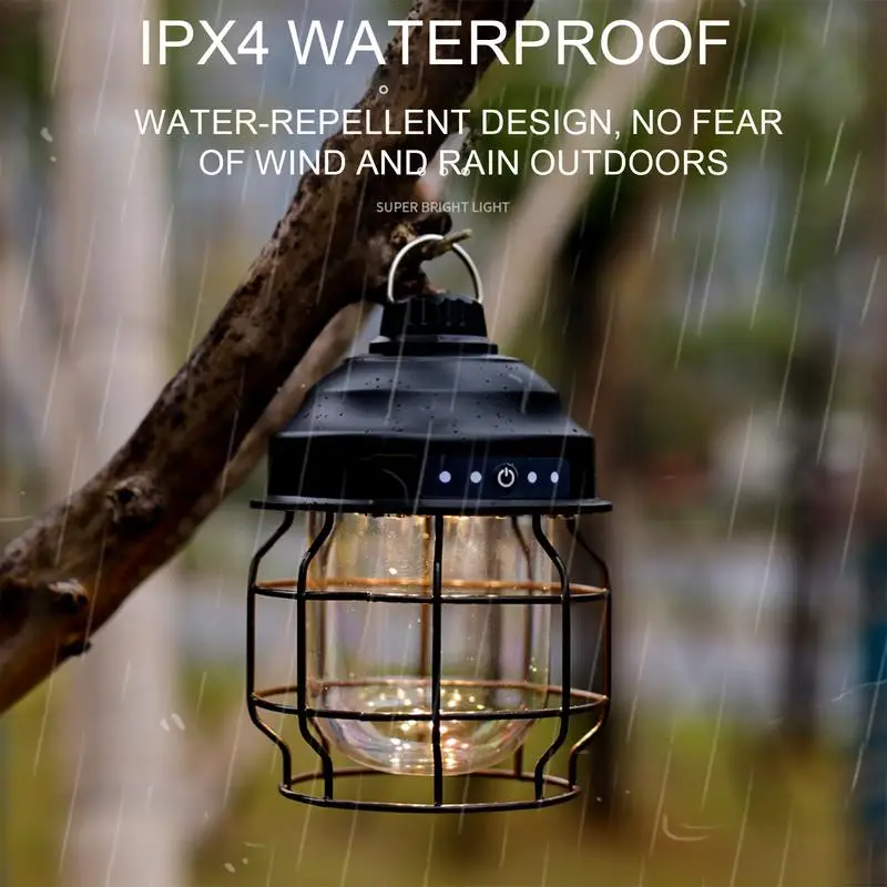 Camping Light For Tent IPX4 Waterproof Rechargeable Lamp Outdoor 3600 MAh Battery 130-180 Lumens Brightness Lamp With Hook