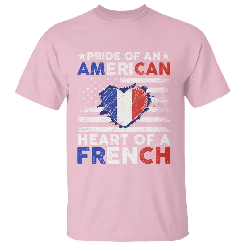 Summer Harajuku Men's T Shirt Pride Of An American Heart Of A French Graphic T-Shirt Women Kid American Short Sleeve Street Tops image 2