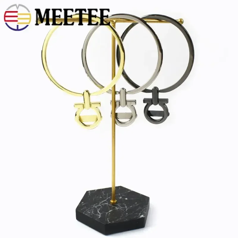 Meetee 2Pcs 88mm(3.46inch) O Ring Metal Buckles Bag Handles Bracket Hook Making Handbag Hardware Hand Rings Buckle Accessories