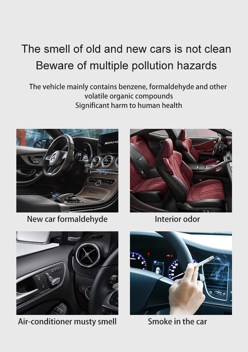 Car Air Purifier with Odor & Smoke Removal PM2.5 Filter Portable Air Cleaner for Vehicle Home Use Electrical Appliances Gift - Image 6