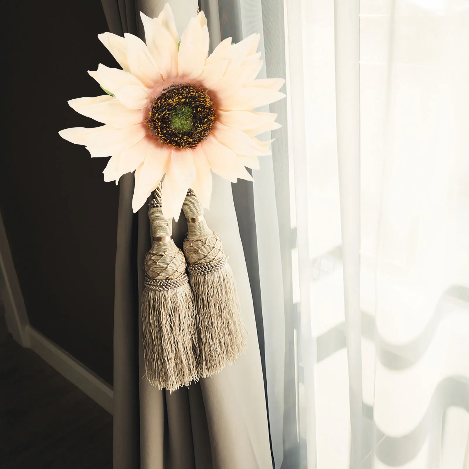 

2pcs Curtain Tieback Clamp Sunflower Design Drapery Holdback Clip For Living Room Bedroom Kitchen Curtain Holder Buckle Home