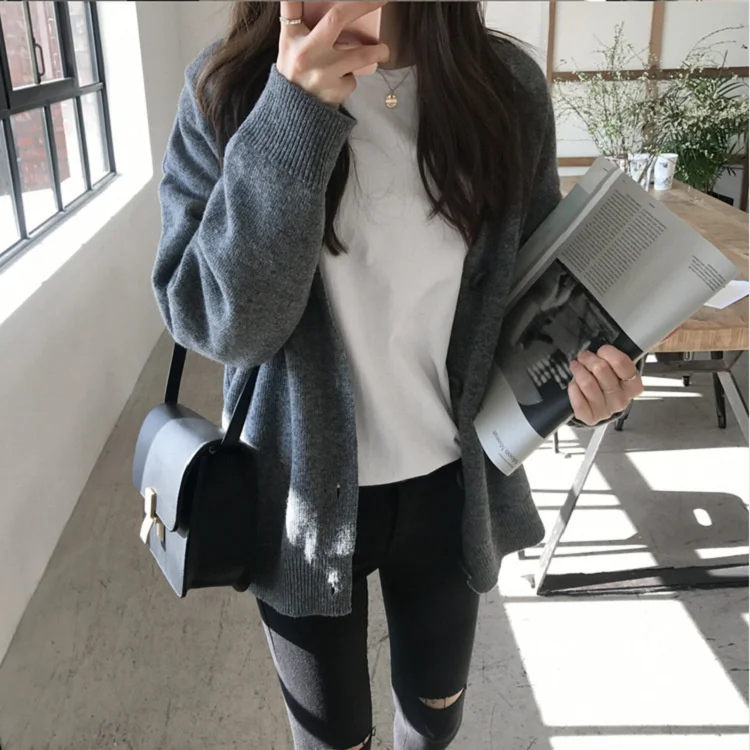 Knitted Cardigan Jacket Women's New Short Early Spring Autumn Lazy Loose Knit Sweater Women's Top