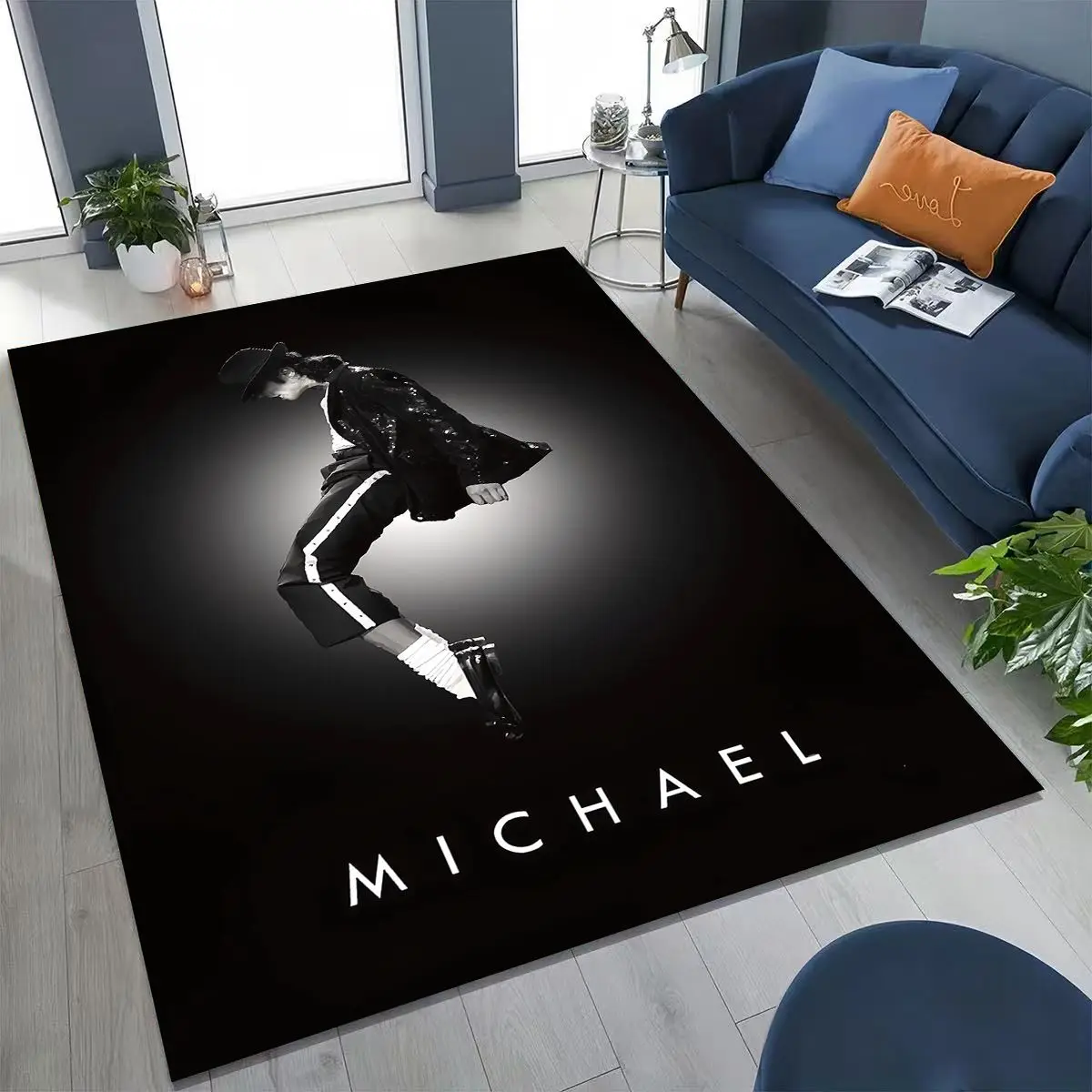 

Fashion MJ Michael Jackson King of Pop Art Rug for Bedroom Living Room Sofa Home Doormat Decor, Large Kids Non-slip Floor Mat
